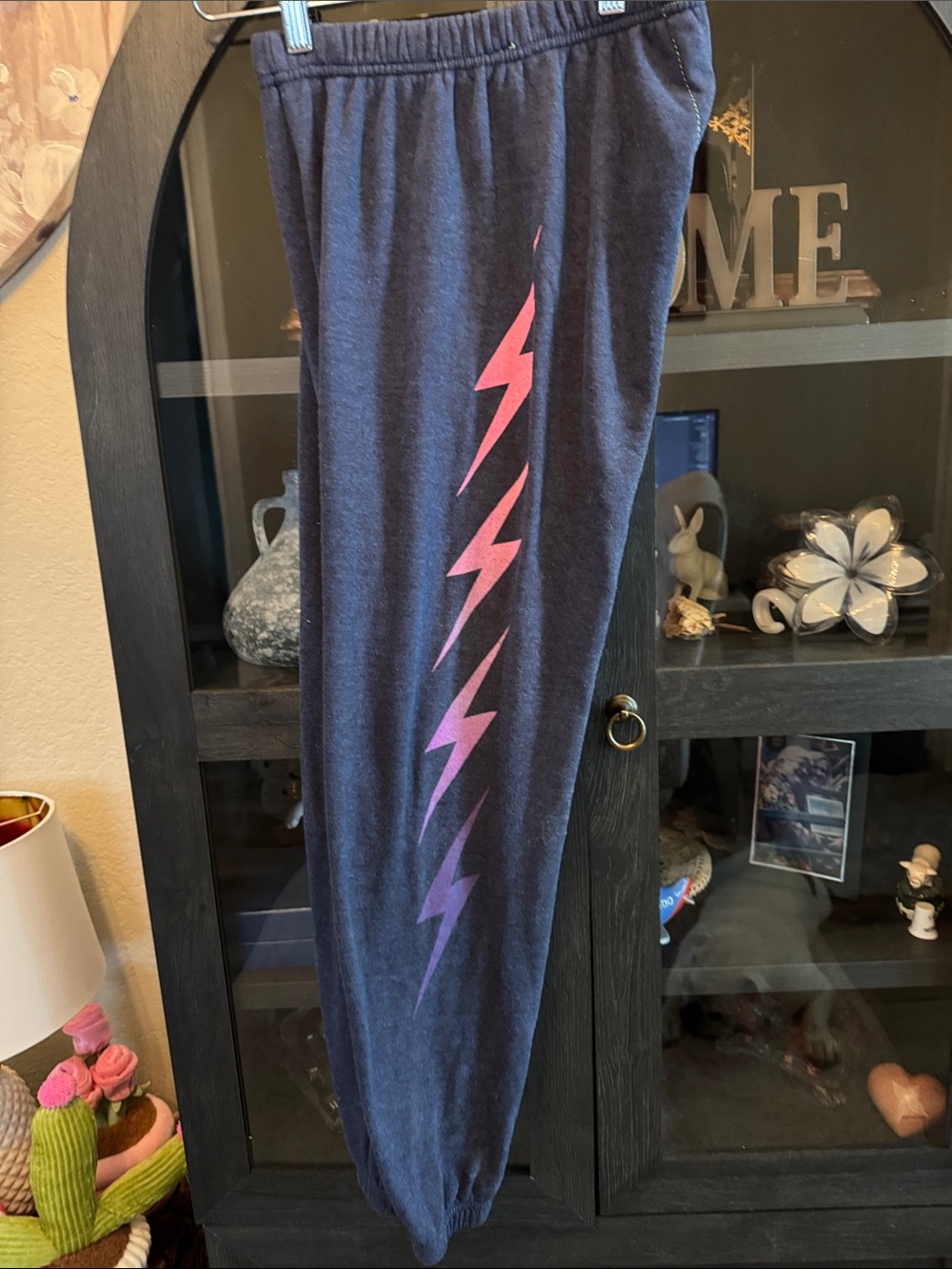 Aviator Nation Navy Sweatpants with pink and purple Logo